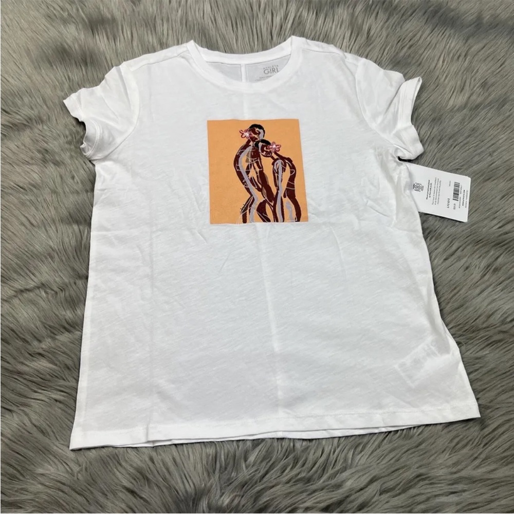Athleta Girl Daily Graphic Artist T Shirt White Size Large 12
